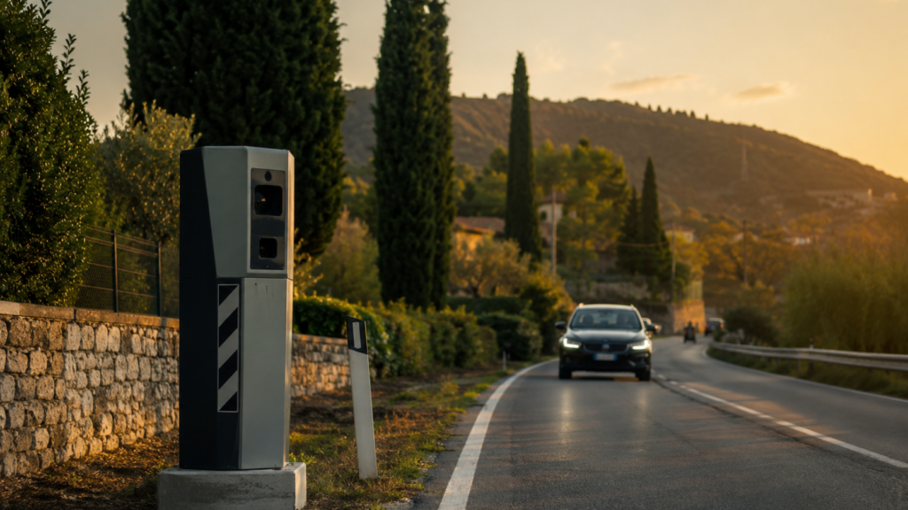 Autovelox di ultima generazione installato lungo una strada italiana